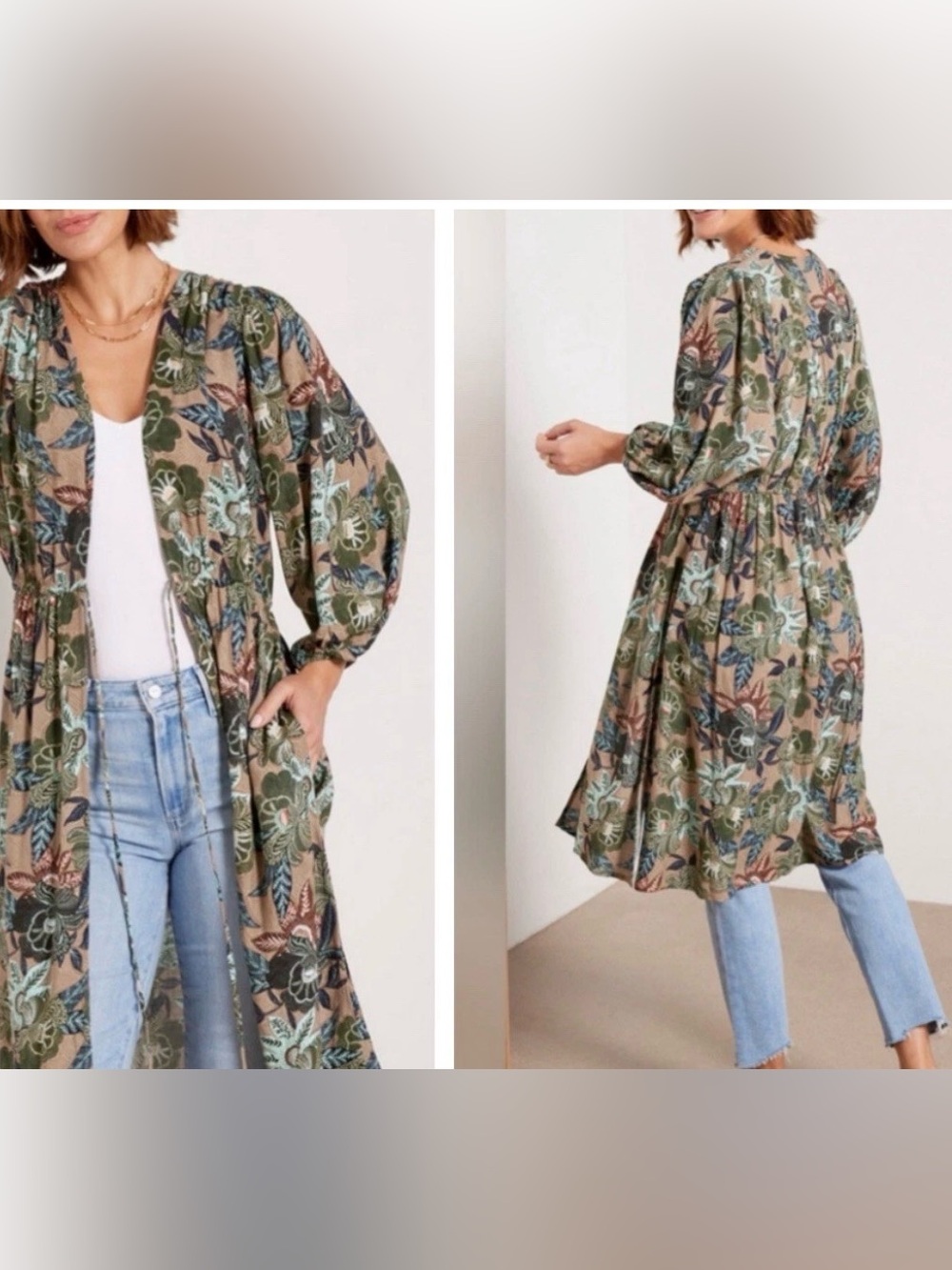Evereve Boho Wrap Dress Kimono Floral Duster Festival Size xs/s